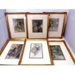 A set of six Arthur Rackham gilt framed prints