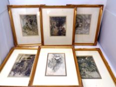 A set of six Arthur Rackham gilt framed prints