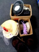 Two boxes containing a large quantity of vintage lady's hats