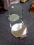 A chrome Art Deco frameless dressing table mirror together with a further octagonal Art Deco