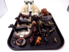 A tray containing assorted dachshund figures to include Teviotdale, Goebel,
