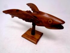 A Pitcairn Island carved wooden fish ornament purchased circa 1961 (restored)