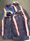 Four Parker style jackets with high visibility stripes (as new)