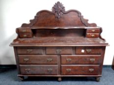 A Victorian stained pine Lancashire dresser,