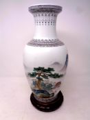 A Chinese porcelain baluster vase on stand, modern, height 39.