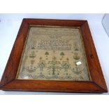 A William IV alphabet sampler by Mary Ann Ely aged 12 years 1836