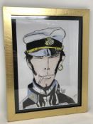 Hugo Pratt - A drawing of Corto Maltese by Italian comic book creator Hugo Pratt,