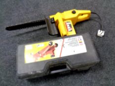 A McCulloch electric chain saw together with a two tonne jack in case