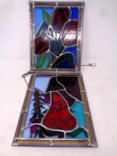 Two stained leaded glass panels