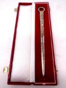 A silver letter opener, Sheffield 1987,