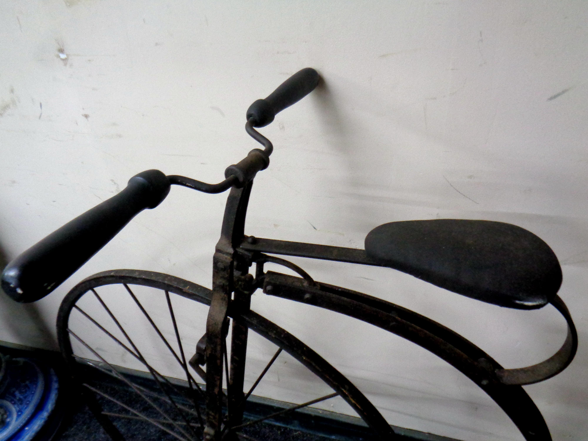 A 19th century penny farthing bike with later saddle, - Image 2 of 2