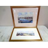 A Ray Batawill print, fishing boats at low tide, together with a Macdonald signed print,