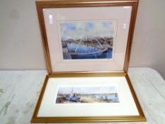 A Ray Batawill print, fishing boats at low tide, together with a Macdonald signed print,