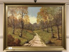 Continental school : Trees by a country track, oil on canvas,