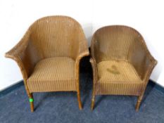 Two 20th century gold loom armchairs