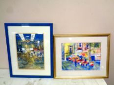 An S Coleman watercolour, The Foundry, together with a further watercolour by the same artist,