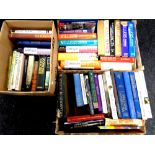 Three boxes containing antique and later books to include reference, antiques,