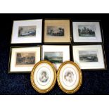 A box containing six colour etchings, scenes of Newcastle, Cornwall etc,