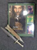 A framed Lord of the Rings photographic montage bearing signatures to include Sean Astin,