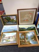 A large quantity of assorted framed pictures and prints to include oil paintings,