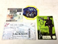Michael Jackson - 4 Original vintage tickers and passes to include - A guest pass for 'The