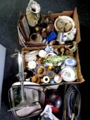 Two boxes containing a large quantity of miscellaneous glassware and ceramics to include Venetian