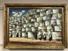 Continental school : Religious figures by a building, oil on canvas,