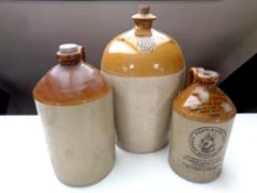 Three 20th century glazed pottery flagons, Longjohn, Fentiman's and J. G.