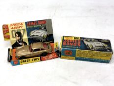 Vintage 1965 James Bond DB5 Corgi model car with original box, plinth,