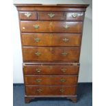A George III walnut nine drawer chest on chest CONDITION REPORT: Some veneer losses
