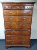 A George III walnut nine drawer chest on chest CONDITION REPORT: Some veneer losses