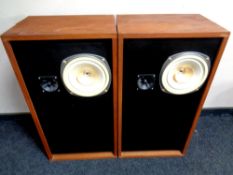 A pair of 20th century teak cased Coral floor standing speakers,