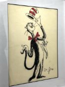 Vintage Dr Seuss drawing of 'The Cat in the hat' drawn and purportedly signed by creator Theodor