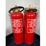 Two 20th century two imperial gallon fire extinguishers (as new)