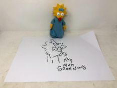 Matt Groening drawn and signed sketch of Maggie Simpson, from 'The Simpsons' (unauthenticated),