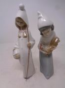 A Lladro figure, Shepherdess, together with a further Lladro figure,