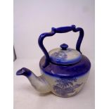 A Staffordshire Venetian blue and white ceramic teapot