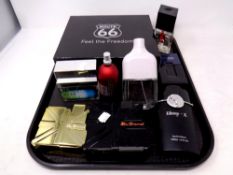 A tray containing assorted aftershaves to include Ben Sherman, Diesel,