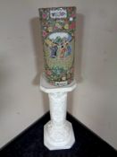 A Chinese style famille rose pottery stick stand, height 45 cm,