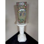 A Chinese style famille rose pottery stick stand, height 45 cm,