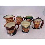 Six small Royal Doulton character jugs to include Old King Cole, North American Indian,
