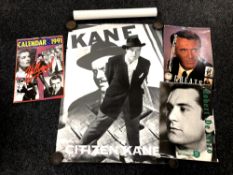 Posters of Citizen Kane, The Maltese Falcon, and calendars of Screen Greats, Hollywood,