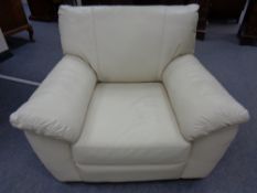 A cream leather armchair