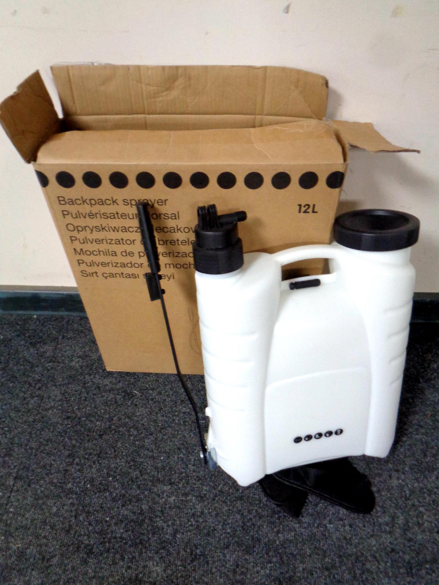 A garden backpack sprayer together with two Christmas trees, - Image 2 of 2