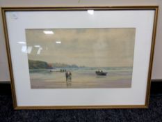 Arthur Dean (19th/20th century), figures on a beach at low tide, watercolour, 47.