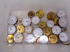 Approximately 28 pocket watch movements all removed from 18ct gold pocket watches,