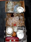 Three boxes containing assorted ceramics and glassware to include Royal Worcester Livinia plates,