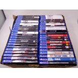 A box containing 46 Play Station 4 games to include God of War, UFC,