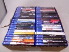 A box containing 46 Play Station 4 games to include Final Fantasy, Assassins Creed,