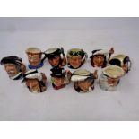 Ten miniature Royal Doulton character jugs to include Fat Boy, Sancho Panca, Neptune,